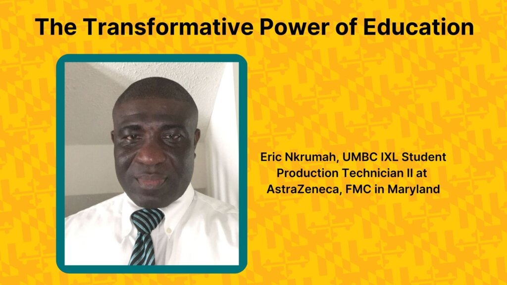 Portrait of Eric nkrumah - an IXL student at UMBC in biotech