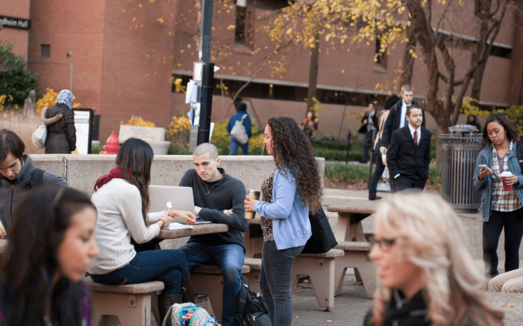 Graduate school students preparing to join the work force by joining a study group.