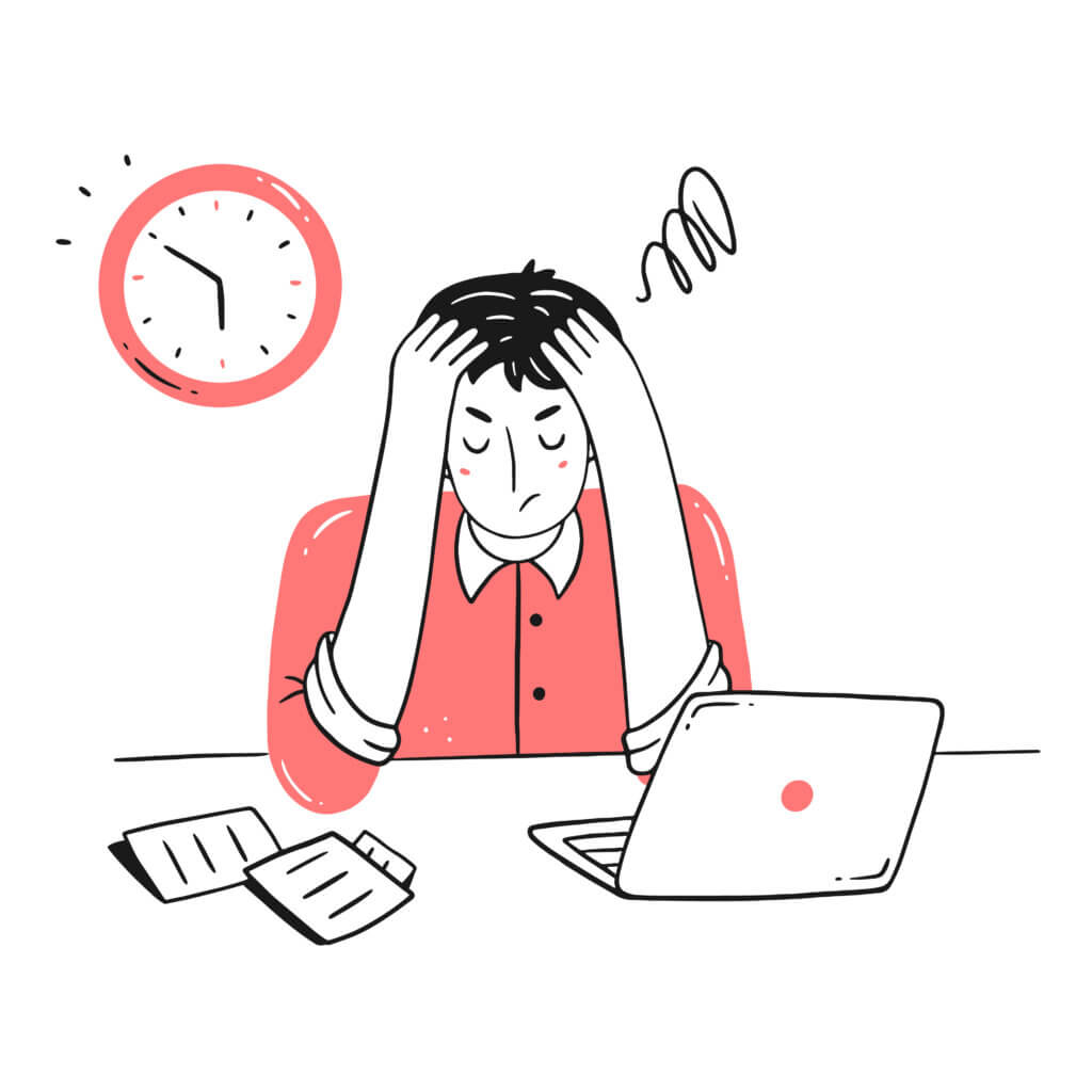 Illustration of a person experiencing burnout at work.